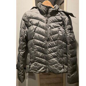 Excellent Condition Eddie Bauer 650 Filled Goose Down Parka - Silver (Small)